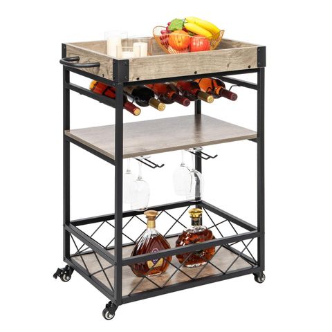 Zimtown Industrial Bar Carts On Wheels With Wine | Ubuy Puerto Rico regarding Unveiling the Charm of the Barnes Bar Cart A Deep Dive