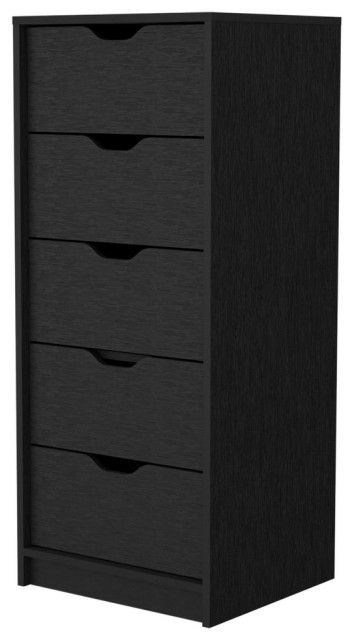 18&quot; Black Manufactured Wood Five Drawer Narrow Dresser - Transitional ... regarding How to Organize Your Clothes Efficiently Using a Five Drawer Dresser