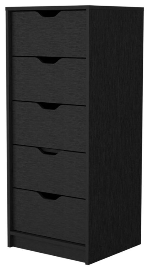 18" Black Manufactured Wood Five Drawer Narrow Dresser - Transitional ... regarding How to Organize Your Clothes Efficiently Using a Five Drawer Dresser
