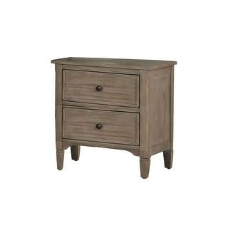 2 Drawers Nightstand With Round Pull Knobs, Wire-Brushed Warm Gray ... regarding 4 Drawers Wooden Chest With Round Pull Knobs Design, Wire-Brushed Warm Gray