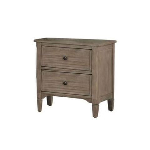 2 Drawers Nightstand With Round Pull Knobs, Wire-Brushed Warm Gray ... regarding 4 Drawers Wooden Chest With Round Pull Knobs Design, Wire-Brushed Warm Gray