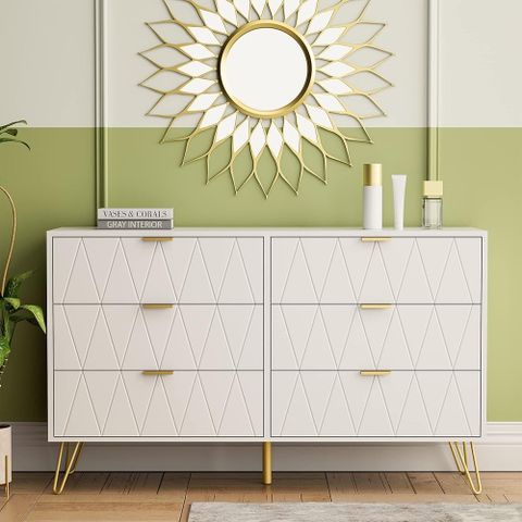 $33/Mo - Finance Anbuy White 6 Drawer Dresser For Bedroom, Large Double ... with Assembling and Maintaining Your 42-Inch White 6-Drawer Dresser Tips and Tricks