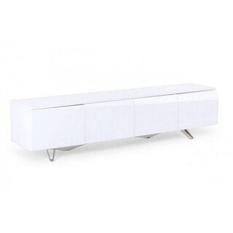 4 Door Wooden Tv Stand With Stainless Steel Legs, White - Bed Bath ... for 4 Doors Wooden Tv Stand With Square Knobs Handles, White