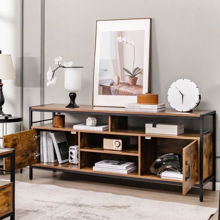 58 Inch Industrial Tv Stand With Cabinets And Adjustable Shelf For Tvs ... for Choosing the Right Industrial 58&quot; TV Stand for Your Living Room