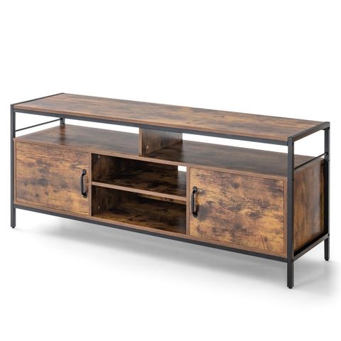 58 Inch Industrial Tv Stand With Cabinets And Adjustable Shelf For Tvs ... intended for Choosing the Right Industrial 58" TV Stand for Your Living Room