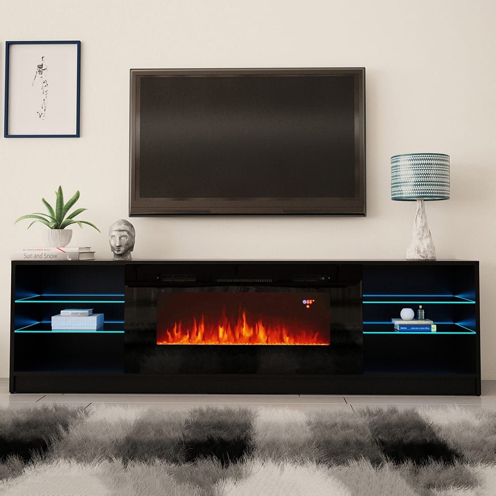 70 Inch Entertainment Center With Fireplace - Perangkat Sekolah for 70&quot; Fireplace Tv Stand With Led Display, Entertainment Center For Tvs Up To 80&quot;, White
