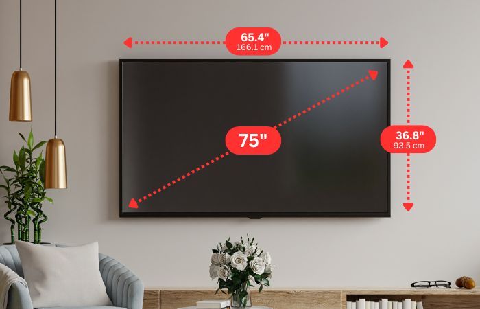 75-Inch Tv Dimensions In Cm &amp; Inches - Blue Cine Tech within