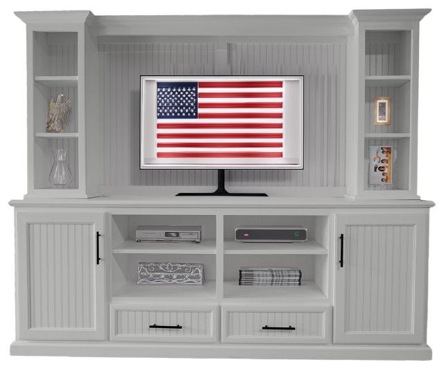 90&quot; Modern Coastal Entertainment Center With Hutch - Transitional ... pertaining to 90&quot; Modern Coastal Entertainment Center With Hutch, Interesting Aqua
