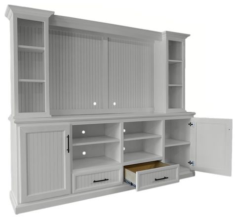 90" Modern Coastal Entertainment Center With Hutch - Transitional ... throughout 90" Modern Coastal Entertainment Center With Hutch, Interesting Aqua