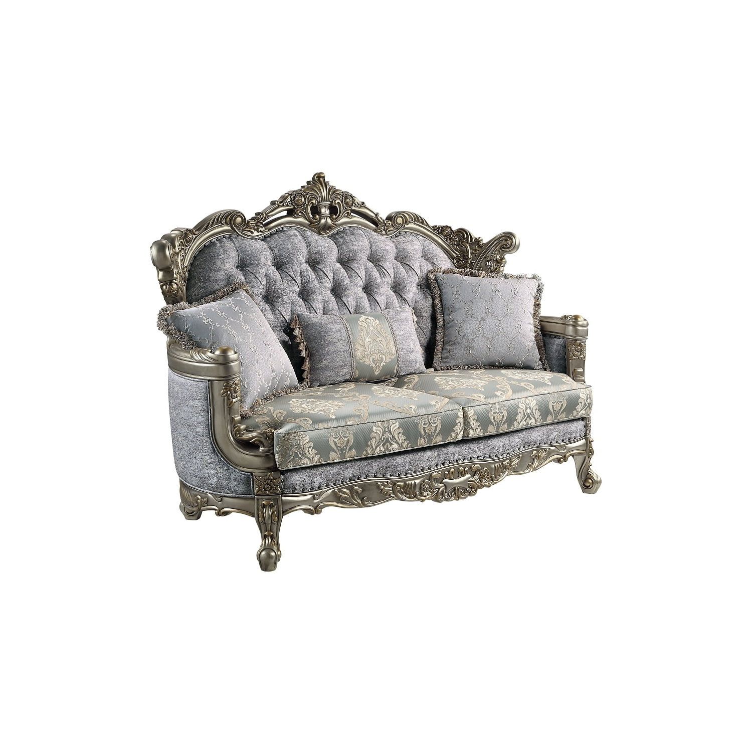 Acme Furniture Miliani Tufted Fabric &amp;Amp; Wood Sofa With 5 Pillows In Gray ... regarding Unveiling the Craftsmanship Behind the ACME Furniture Miliani Sofa
