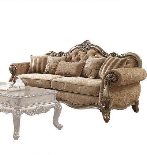 Acme Ragenardus Sofa With 5 Pillows, Fabric And Vintage Oak - Victorian ... with regard to Unveiling the Craftsmanship Behind the ACME Furniture Miliani Sofa