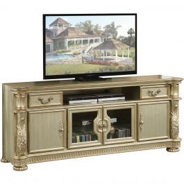 Acme Vendome Ii Tv Console, Gold Patina &amp;Amp; Bone regarding Acme Vendome Ii Entertainment Center Gold Patina And Bone