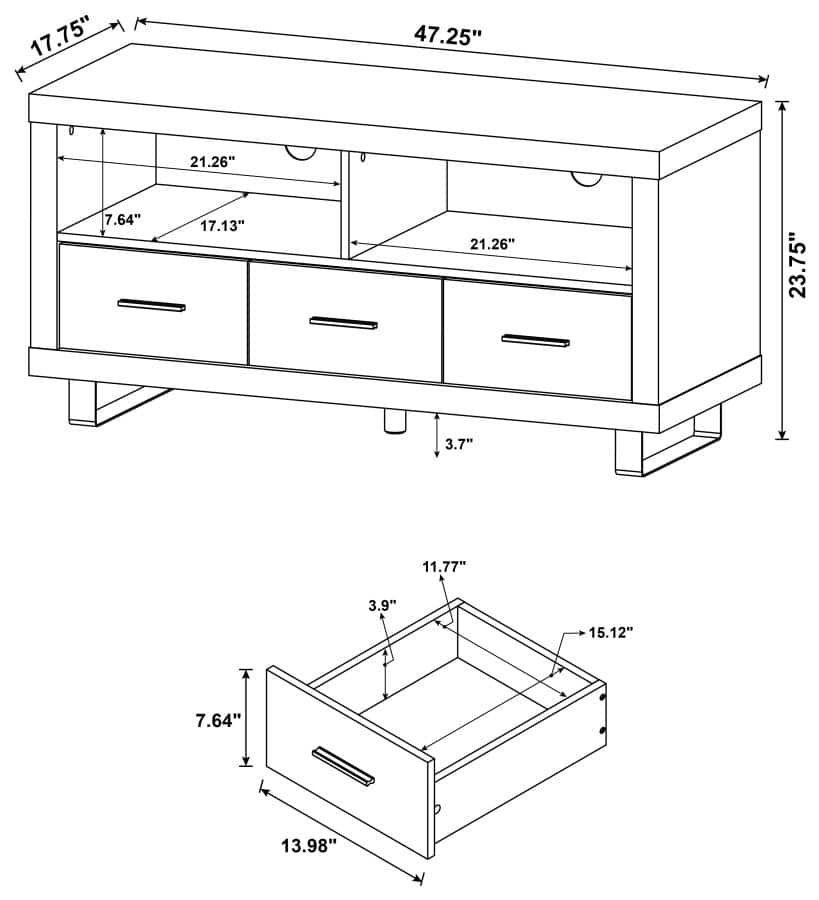 Alton 48&quot; 3-Drawer Tv Console Black Oak - Sibos Furniture regarding Maximizing Space and Style The Alton 3-Drawer TV Stand Solution