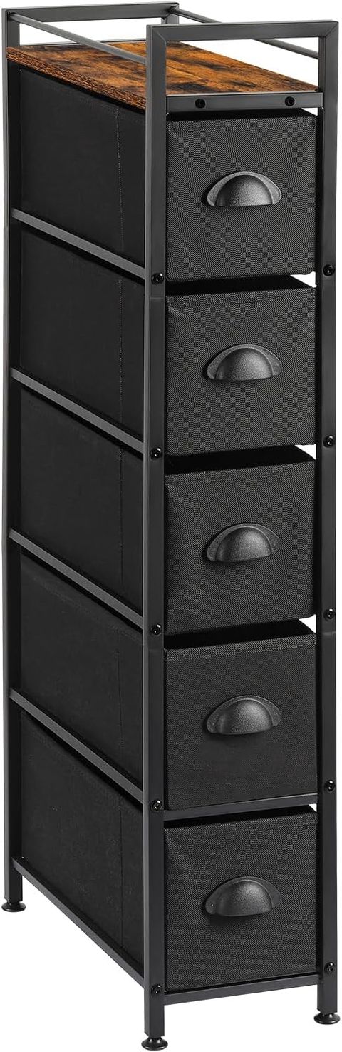 Amazon.com: Eknkozy Narrow Dresser Storage Tower With 5 Drawers, Slim ... pertaining to How to Organize Your Clothes Efficiently Using a Five Drawer Dresser
