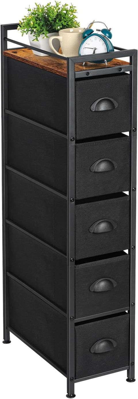 Amazon.com: Eknkozy Narrow Dresser Storage Tower With 5 Drawers, Slim ... regarding How to Organize Your Clothes Efficiently Using a Five Drawer Dresser