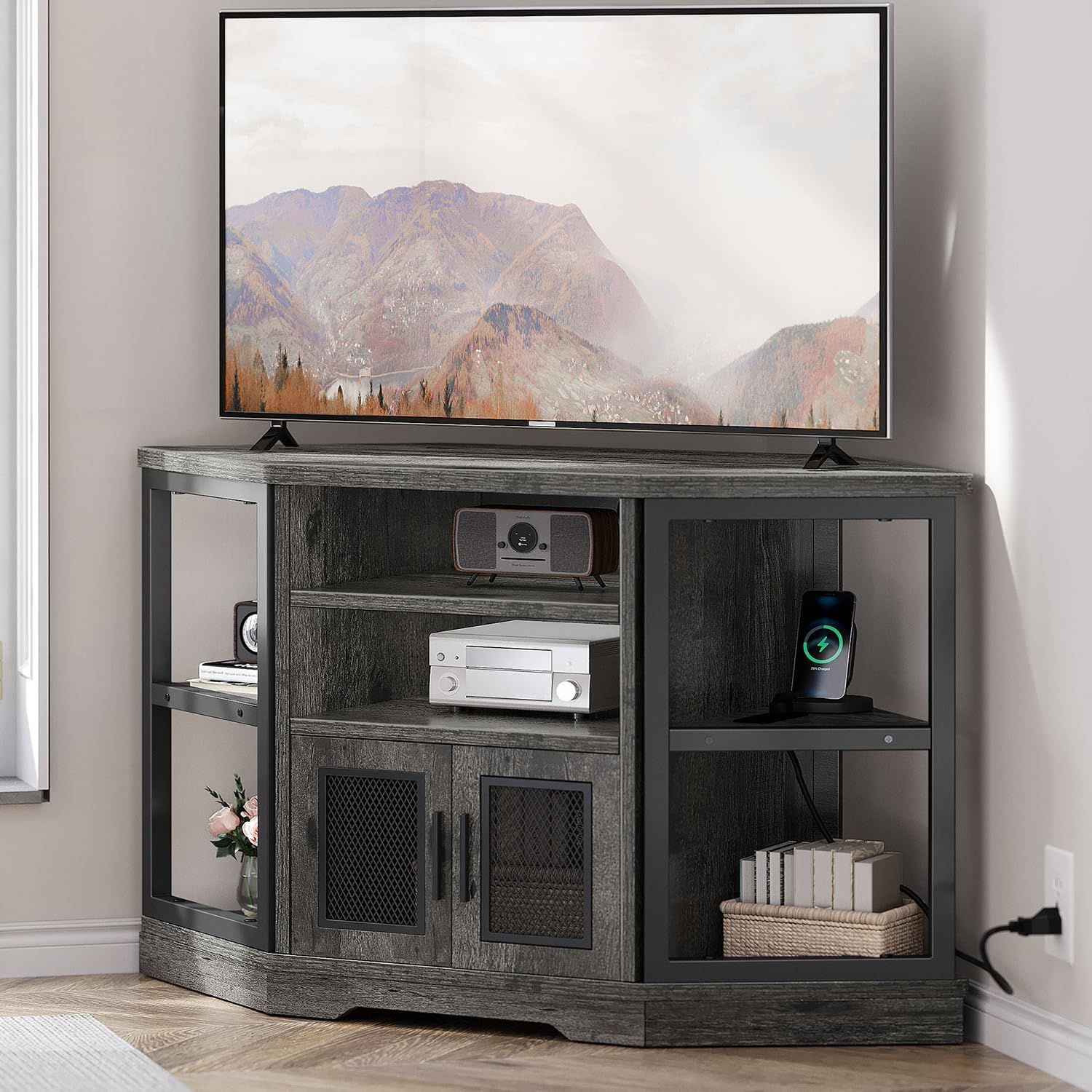 Amazon.com: Yitahome Corner Tv Stand For Tvs Up To 55 Inch With Power ... with 41 In. Wide Corner Tv Console (Dark Oak)