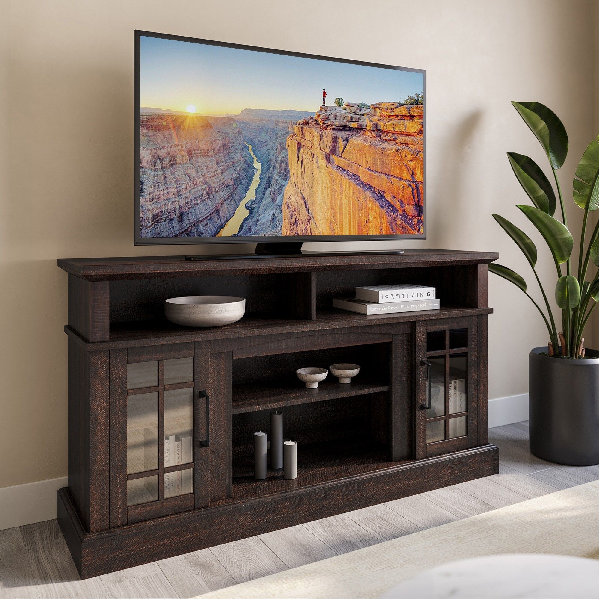 Belleze 58&quot; Tv Stand Media Console Table Living Room Storage, Espresso ... for Choosing the Right Industrial 58&quot; TV Stand for Your Living Room