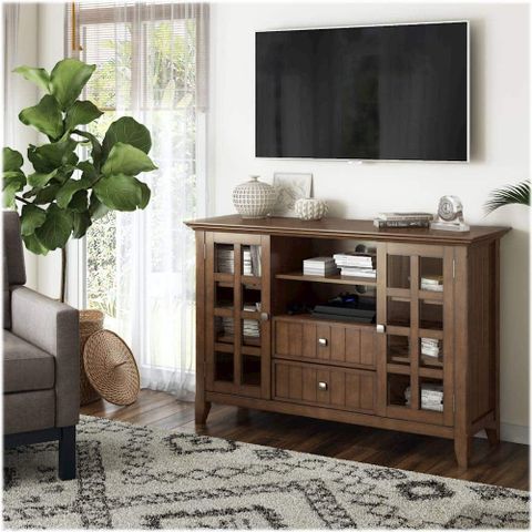 Best Buy: Simpli Home Acadian Solid Wood 53 Inch Wide Transitional Tv ... in Unveiling the Charm of Acadian Solid Wood Media Stands A Deep Dive