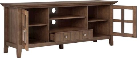 Best Buy: Simpli Home Acadian Solid Wood 60 Inch Wide Transitional Tv ... regarding Acadian Solid Wood 60" Tv Media Stand, Rustic Natural Aged Brown