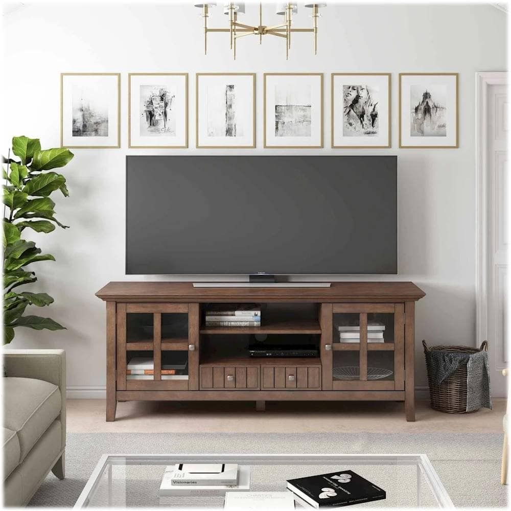 Best Buy: Simpli Home Acadian Solid Wood 60 Inch Wide Transitional Tv ... with Acadian Solid Wood 60&quot; Tv Media Stand, Rustic Natural Aged Brown