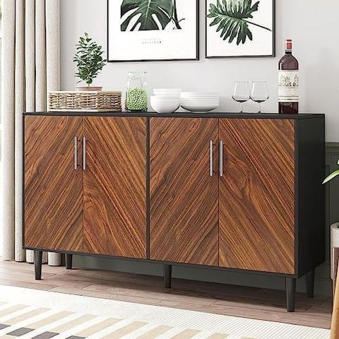 Black Sideboard Buffet Cabinet 58U2019U2019 Accent Cabinet With 4 ... in The 57"W Black Sideboard An Exploration of Materials and Craftsmanship