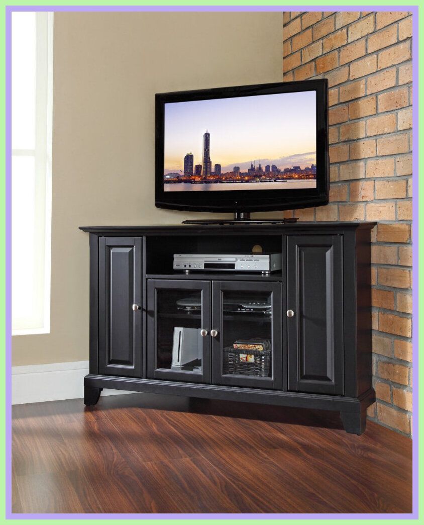 Black Wood Corner Tv Stand Tv Corner Cabinets Cabinet Doors Glass ... with From Clutter to Calm How a Corner TV Console Transforms a Room