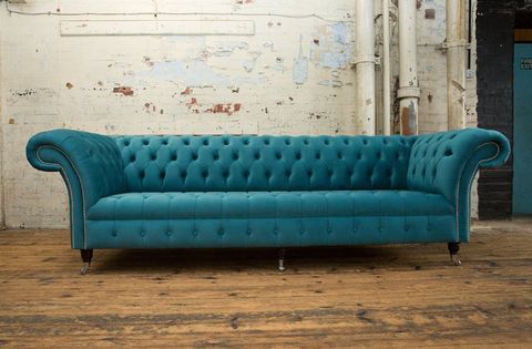 British Handmade House Teal Velvet 4 Seater Chesterfield Sofa ... with Beyond the Basics Exploring Chesterfield Sofa Materials
