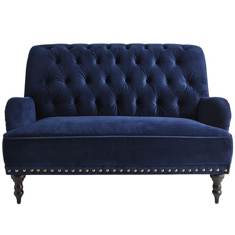 Chas Loveseat - Navy Velvet | Blue Leather Sofa, Blue Velvet Loveseat ... pertaining to Caring for Your Investment Maintaining the Beauty of Your Velvet Loveseat