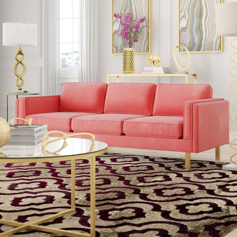 Claybrooks Velvet 87" Square Arm Sofa | Most Popular And Bestselling ... in Decoding the Comfort of a Home Square Velvet Sofa Set