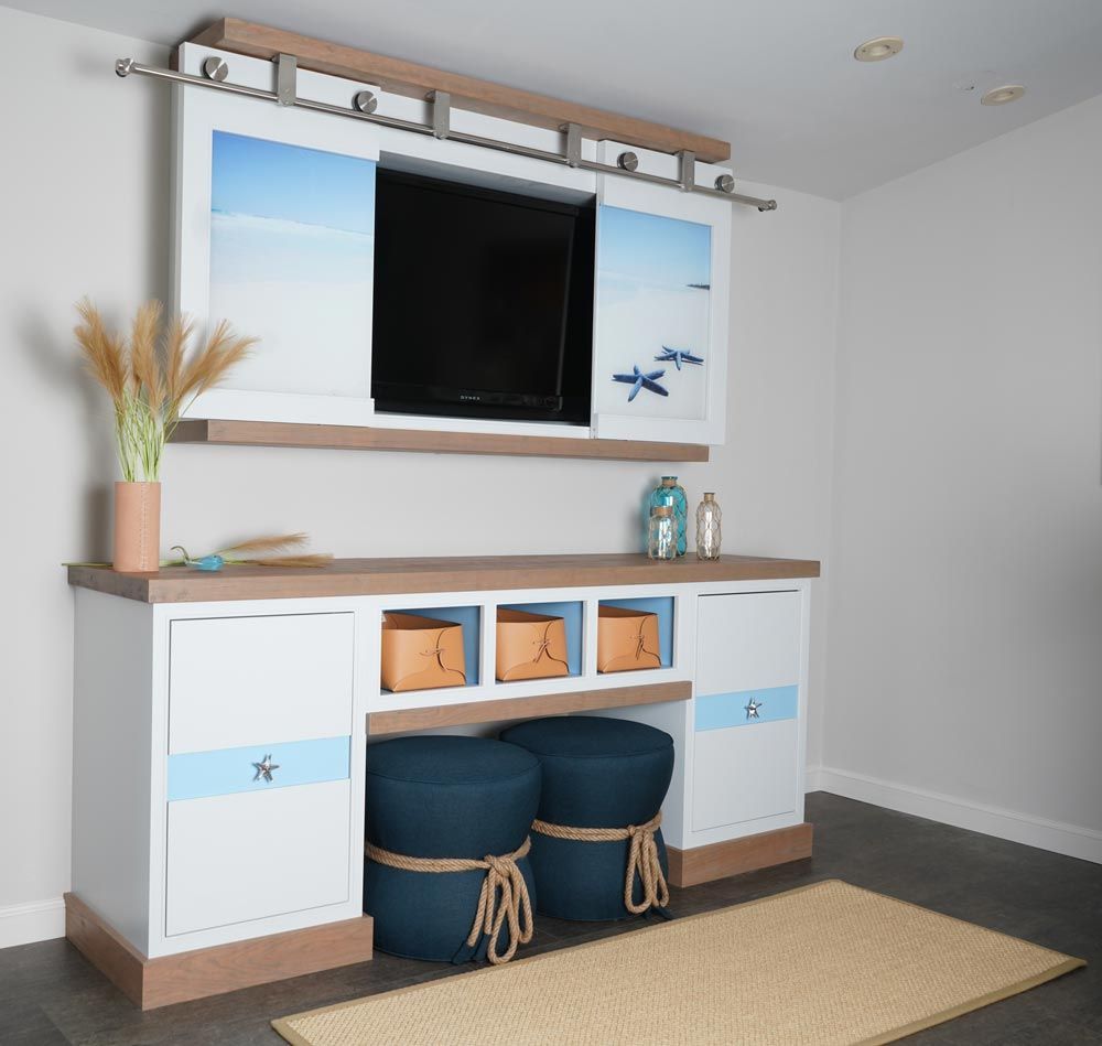 Coastal Entertainment Center Newmanstown, Pa inside 80&quot; Modern Coastal Entertainment Center With Hutch, Summer Sage