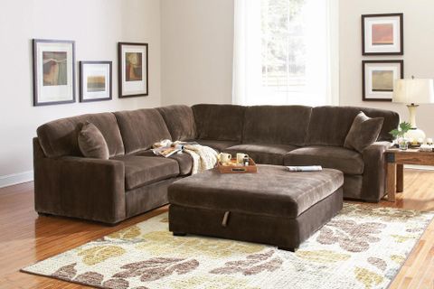 Coaster Casual Comfort Chocolate Velvet Sectional Sofa Corner Couch for