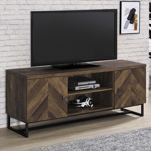 Coaster Myles 2 Door Tv Console With Adjustable Shelves, Rustic Oak ... within