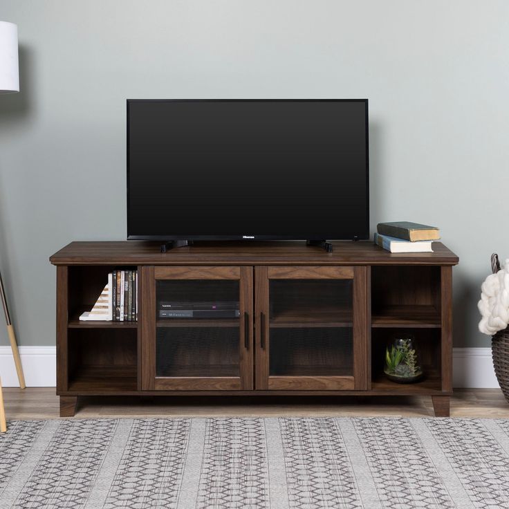 Columbus 58 Tv Stand With Middle Doors - White Oak | Rustic ... inside Choosing the Right Industrial 58&quot; TV Stand for Your Living Room