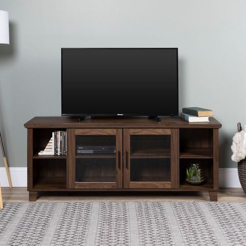 Columbus 58 Tv Stand With Middle Doors - White Oak | Rustic ... inside Choosing the Right Industrial 58" TV Stand for Your Living Room