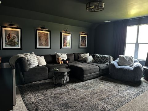Cozy Diy Modern, Moody, And Monochromatic Media Room - Cribbs Style intended for