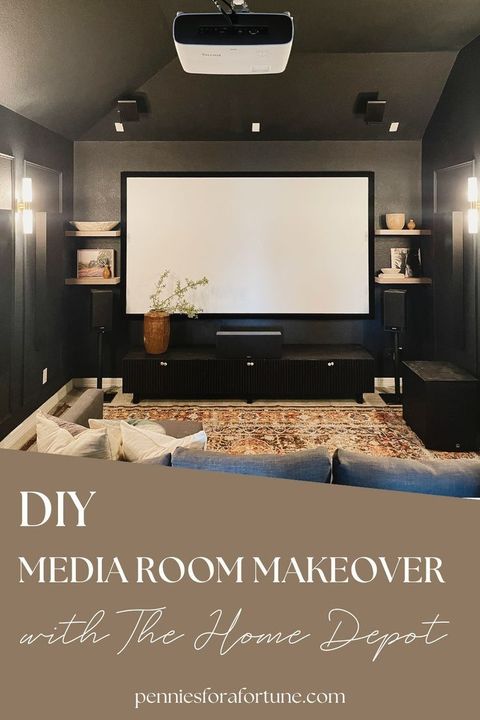 Dark & Cozy Media Room Design I Diy Media Room Ideas On A Budget ... in Creating a Cozy Media Haven: Design Inspiration with the Myles 2-Door Stand
