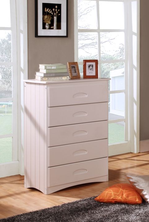 Discovery World Furniture White 5 Drawer Chest – Kfs Stores throughout