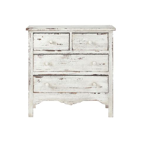 Distressed Wood Chest Of Drawers In White W 77Cm Castillon | Maisons Du ... within