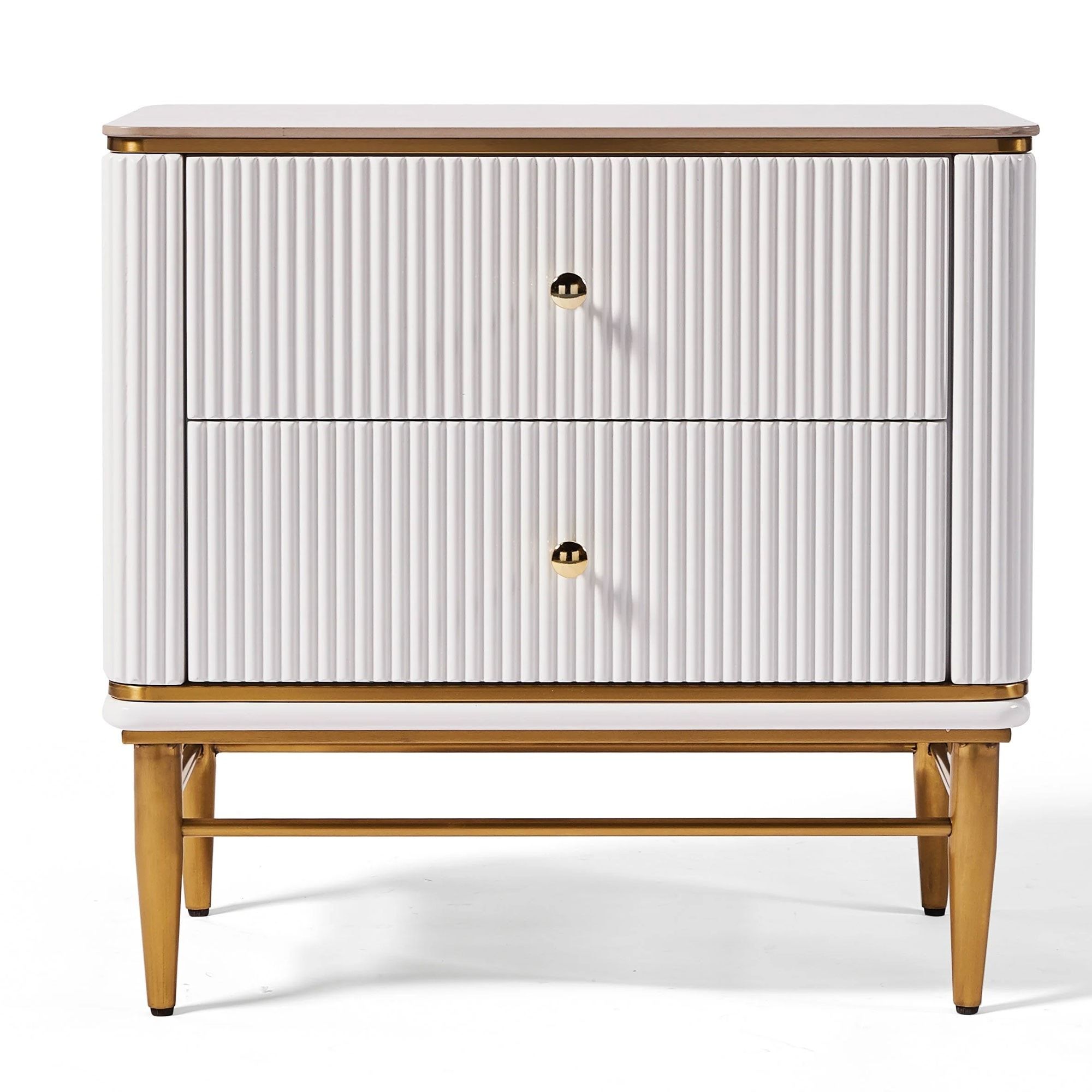 Edena Retro Ribbed White &amp;Amp; Gold Dresser Unit | Ribbed White &amp;Amp; Gold ... intended for