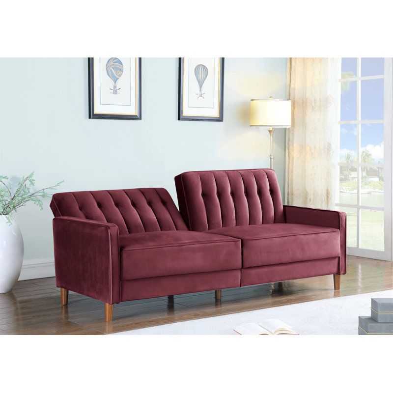 Everly Quinn Scheetz 81&quot; Velvet Square Arm Sofa Bed &amp;Amp; Reviews | Wayfair for