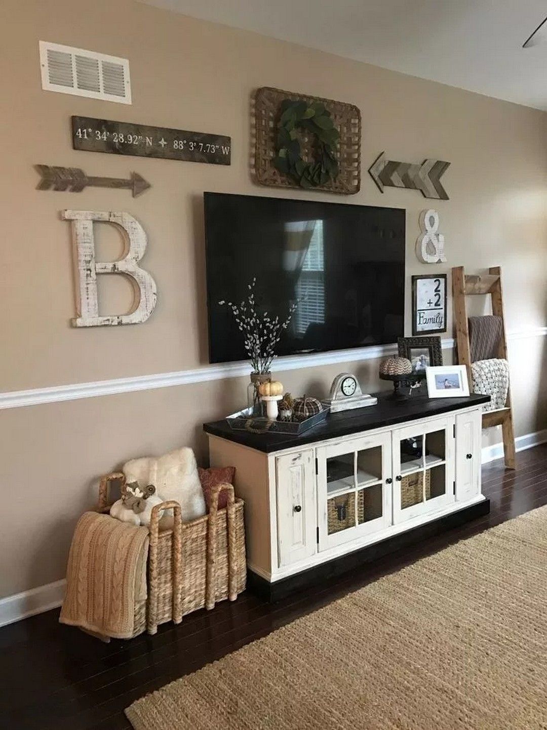 Farmhouse Living Room Tv Wall, Living Room Tv Wall Decor, Living Room ... throughout How to Perfectly Style Your Living Room with the DUMBO TV Stand