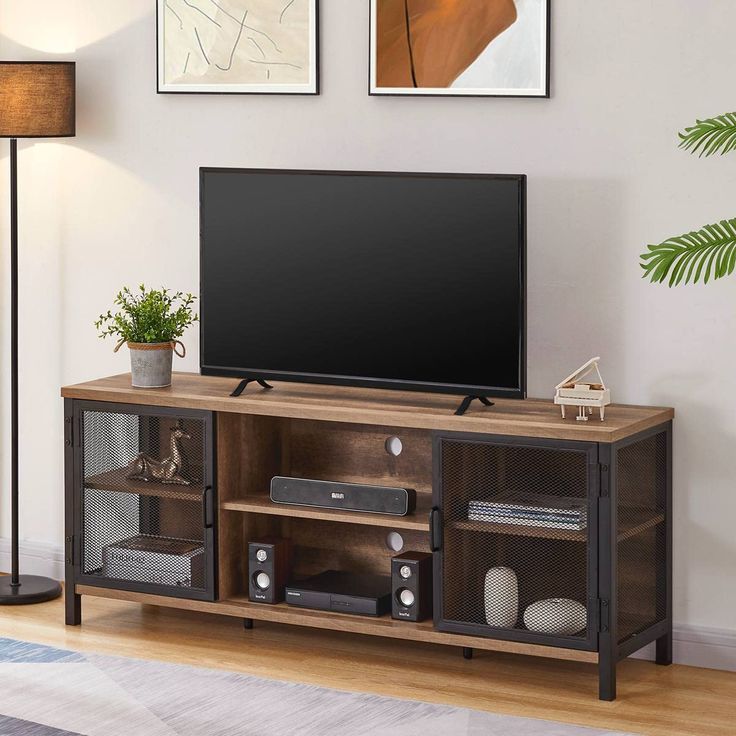 Fatorri Industrial Entertainment Console Cabinet For Tvs Up To 65 Inch with regard to