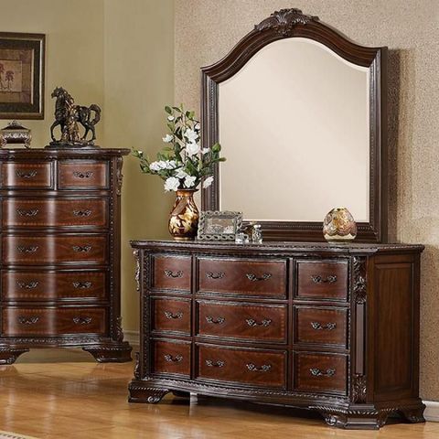 Furniture Of America Monte Vista Dresser Cm7267D Brown Cherry ... pertaining to Unveiling the Craftsmanship of Furniture of America Cartagena Dressers