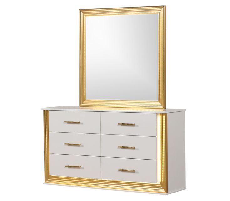 Galaxy Home Obsession White Gold Dresser And Mirror Em 2024 pertaining to