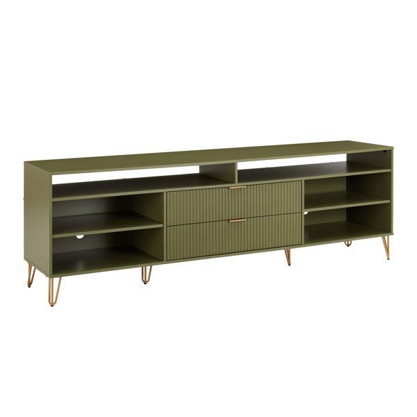 George Oliver Dumbo 85&quot; Mid-Century Modern Tv Stand With 6 Shelves And ... in How to Perfectly Style Your Living Room with the DUMBO TV Stand