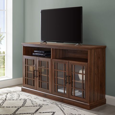 Hazel Glass 4 Door Tv Stand | Tv Stand Wood, Living Room Storage ... throughout