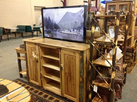 Hickory Live Edge Tv Stand With Sliding Doors — Ez Mountain Rustic ... inside Hickory TV Stands A Guide to Durability and Aesthetic Appeal