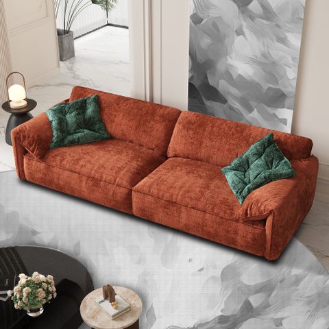 Hokku Designs Coheman 110.3'' Standard Upholstered Chenille Sofas ... within Choosing the Right Pillows Exploring Styles for Your Espresso Leg Sofa