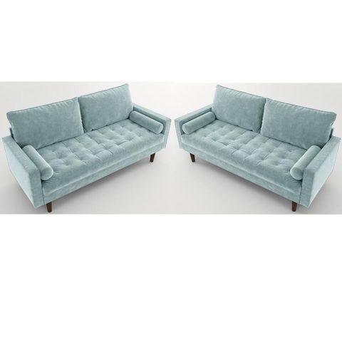 Home Square 2 Piece Velvet Living Room Sofa Set In Grayish Cyan ... for