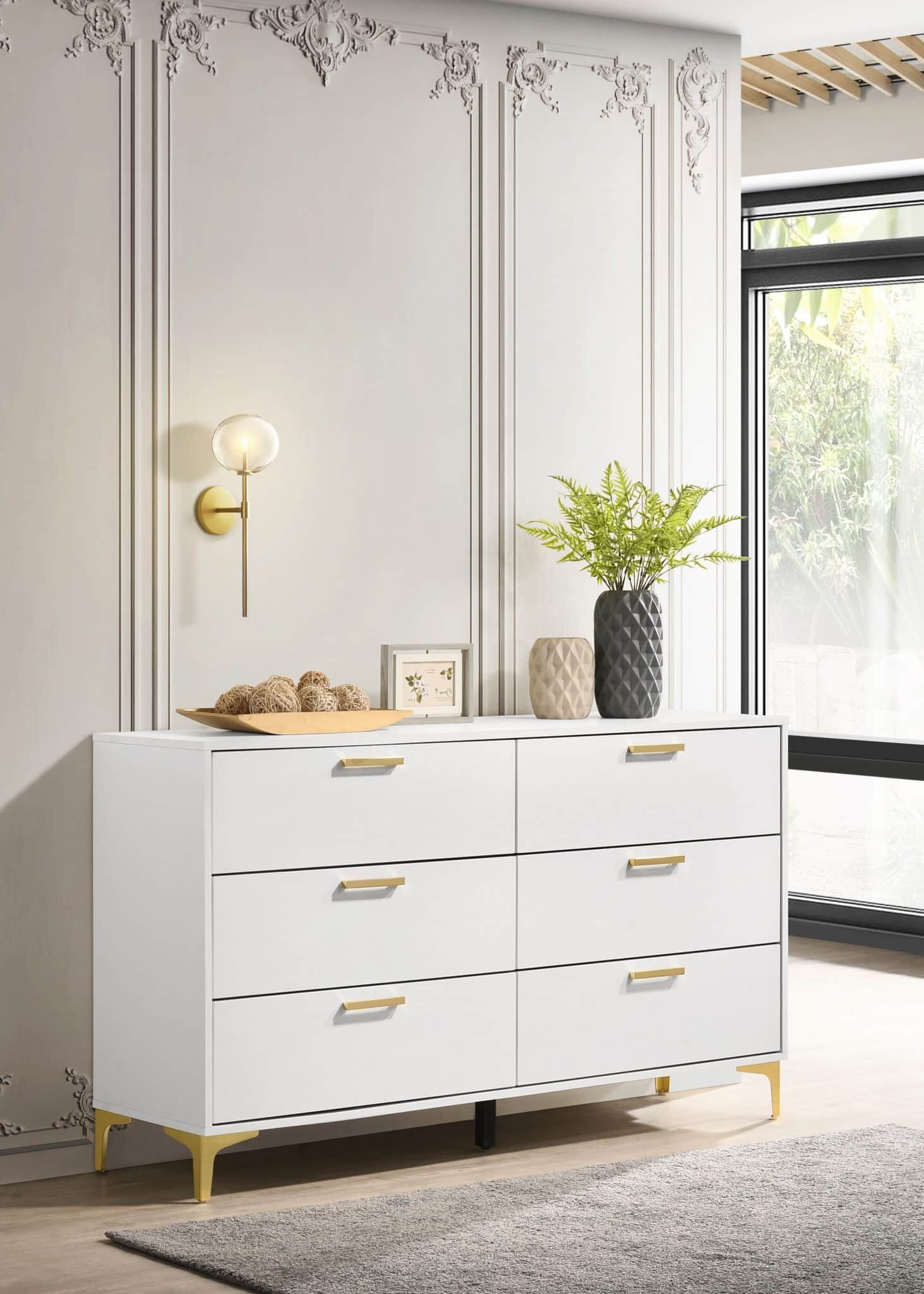 Kendall White &amp;Amp; Gold Dresser - Kfrooms intended for